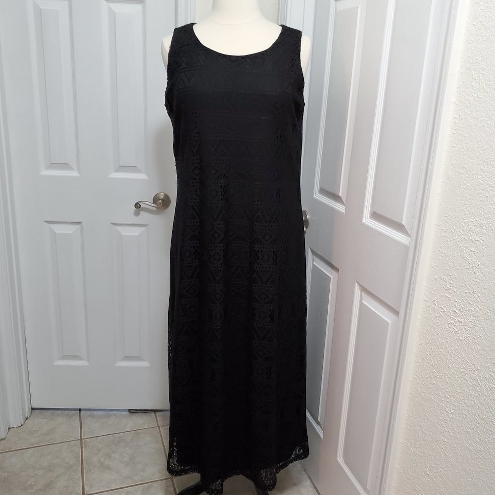 Tacera Black Lace Maxi Dress - Size 1X